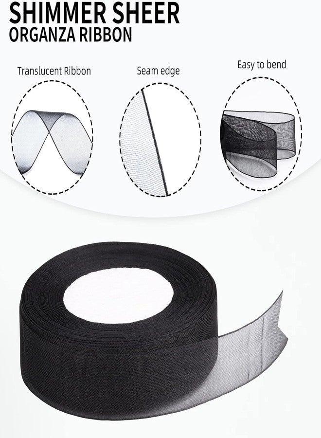 IMPRINT Sheer Organza Chiffon Ribbon, 1 Inch Wide, 35 Metre Length, Black - Image 2